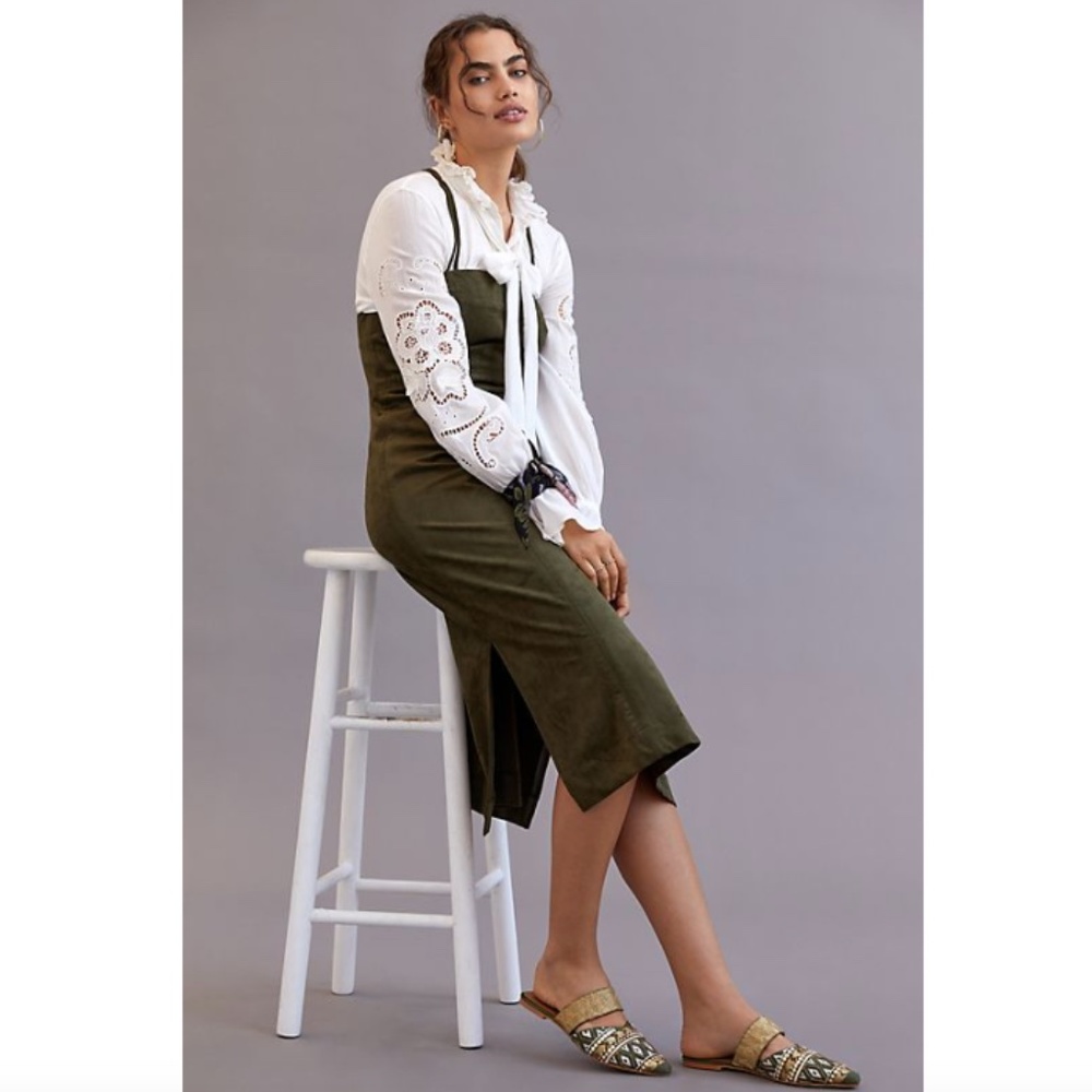 Anthropologie Sueded Slip Midi Dress